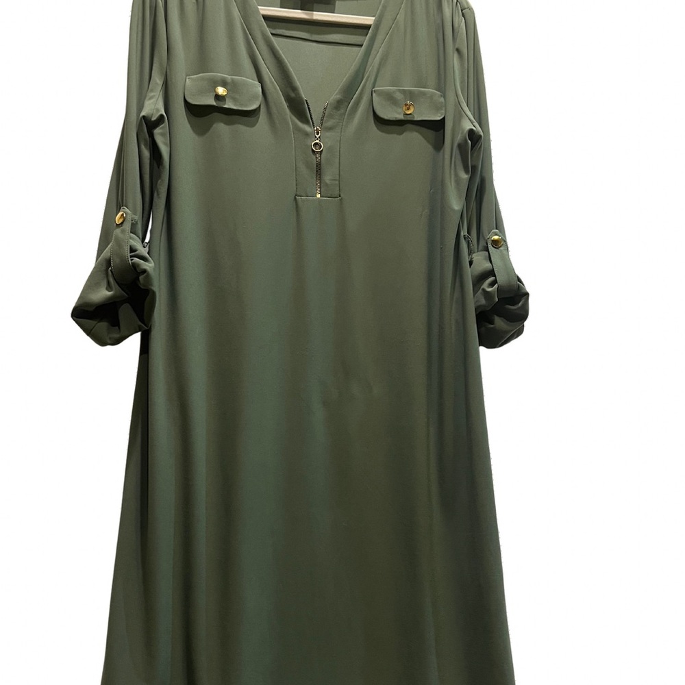 Stylish Green V-Neck Dress